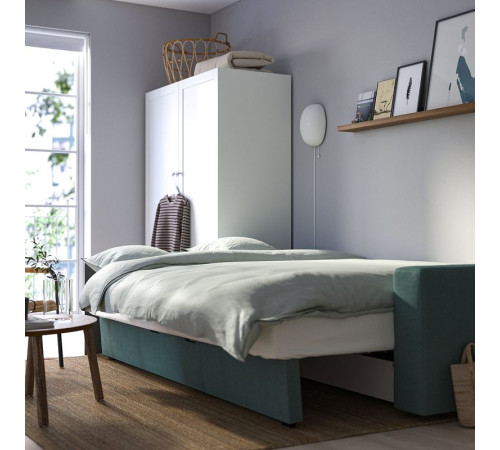 Sofa 3-osobowa, rozkładana, Tibbleby jasny szaroturkusowy BÅRSLÖV 305.415.82