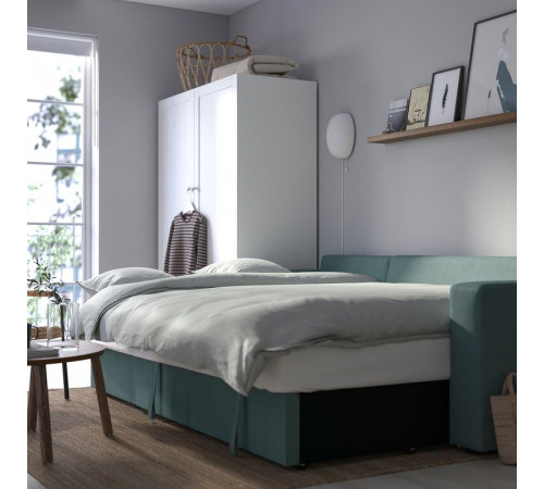 Sofa 3-osobowa, rozkładana, Tibbleby jasny szaroturkusowy BÅRSLÖV 305.415.82