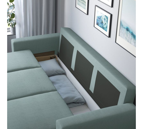 Sofa 3-osobowa, rozkładana, Tibbleby jasny szaroturkusowy BÅRSLÖV 305.415.82