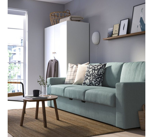 Sofa 3-osobowa, rozkładana, Tibbleby jasny szaroturkusowy BÅRSLÖV 305.415.82
