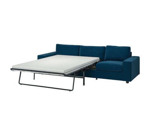 Sofa 3-osobowa, rozkładana, z szerokimi podłokietnikami/Djuparp ciemnozielononiebieski VIMLE 595.372.78