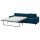 Sofa 3-osobowa, rozkładana, z szerokimi podłokietnikami/Djuparp ciemnozielononiebieski VIMLE 595.372.78