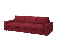 Sofa 3-osobowa, rozkładana, z szerokimi podłokietnikami/Lejde czerwony/brązowy VIMLE 695.375.55