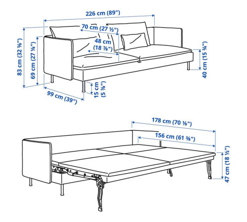Sofa 3-osobowa, rozkładana, Gunnared beżowy SÖDERHAMN 996.213.93