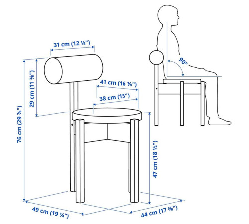 Стул, неоново-синий/Knäbäck неоново-синий IKEA PS 2026 206.178.79