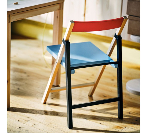 Складной стул, березово-синий/черно-красный IKEA PS 2026 106.178.94