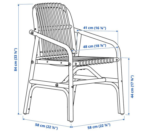 Krzesło z podłokietnikami, rattan SALNÖ 505.512.02