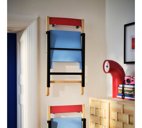 Stół i 2 składane krzesła, sosna/niebieski/czarny czerwony IKEA PS 2026 196.343.75