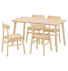 Стол и 4 стула, шпон ясеня/березы LISABO / RÖNNINGE 392.971.18