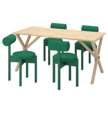 Стол и 4 стула, сосна/Knäbäck ярко-зеленого цвета, IKEA PS 2026 496.344.06
