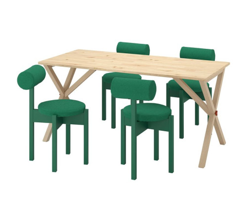 Stół i 4 krzesła, sosna/Knäbäck jaskrawozielony IKEA PS 2026 496.344.06