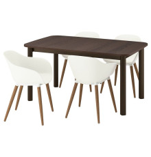 Stół + 4 krzesła z podłokietnikami, brązowy/biały STRANDTORP / GRÖNSTA 595.693.06