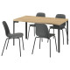Stół i 4 krzesła, imit. dębu proste czarnoszary/tworzywo sztuczne czarny rura metalowa/czarnoszary SKÅLSTA 596.092.13