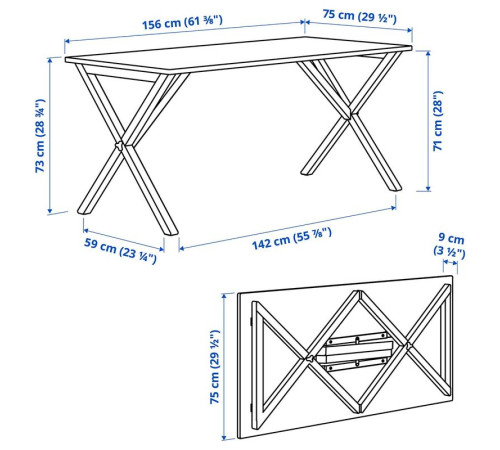 Стол и 4 стула, сосна/Knäbäck ярко-синего цвета, IKEA PS 2026 696.344.05