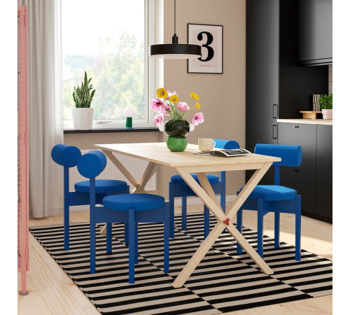 Стол и 4 стула, сосна/Knäbäck ярко-синего цвета, IKEA PS 2026 696.344.05
