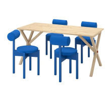 Стол и 4 стула, сосна/Knäbäck ярко-синего цвета, IKEA PS 2026 696.344.05