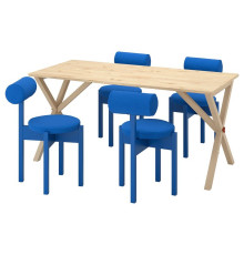 Стол и 4 стула, сосна/Knäbäck ярко-синего цвета, IKEA PS 2026 696.344.05