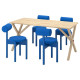 Стол и 4 стула, сосна/Knäbäck ярко-синего цвета, IKEA PS 2026 696.344.05