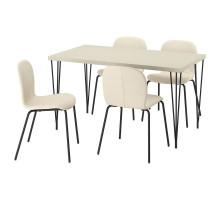 Stół i 4 krzesła, jasny szarobeżowy typu hairpin czarnoszary/Knäbäck beżowy rura metalowa/czarnoszary SKÅLSTA 996.091.93