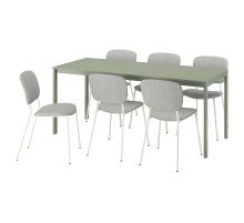 Стол и 6 стульев, зелено-белый, Tibbleby бежево-серый VIHALS / VIHALS 495.899.65