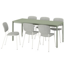 Стол и 6 стульев, зелено-белый, Tibbleby бежево-серый VIHALS / VIHALS 495.899.65