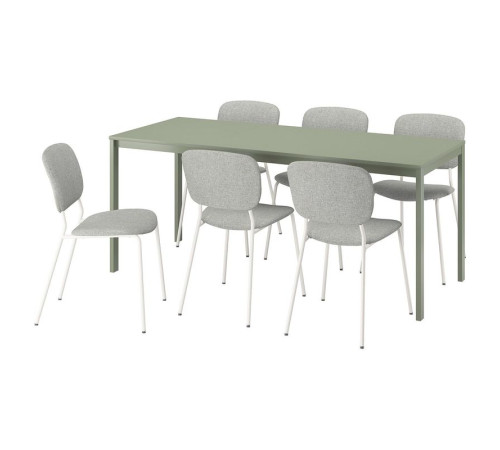 Стол и 6 стульев, зелено-белый, Tibbleby бежево-серый VIHALS / VIHALS 495.899.65