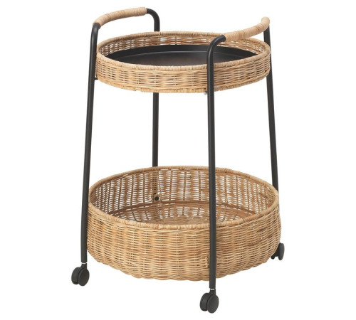 Стол на колесах/стеллаж, ротанг/антрацит LUBBAN 504.343.07
