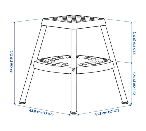 Taboret ze schodkiem, czterostronny czarnoszary HADDARP 605.819.44