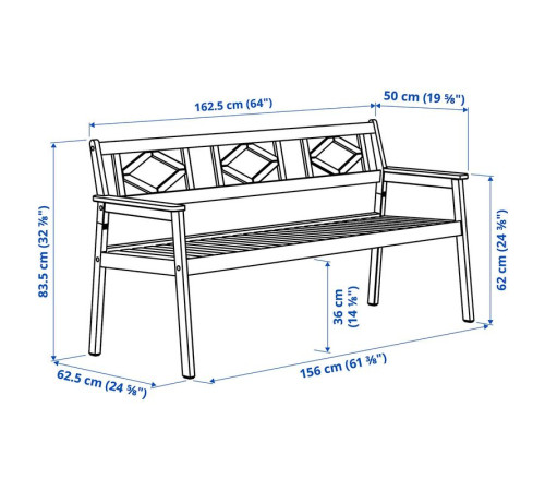 Скамья со спинкой, садовая, белый/бежевый/ФРЁСОН/ДУВХОЛЬМЕН бежевый BONDHOLMEN 995.496.46