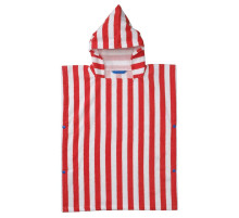 Poncho kąpielowe z kapturem, czerwony/biały/w paski SKOGSSALLAT 306.113.77