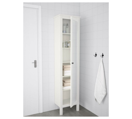 Высокий шкаф с зеркалом, белый, HEMNES 702.176.85