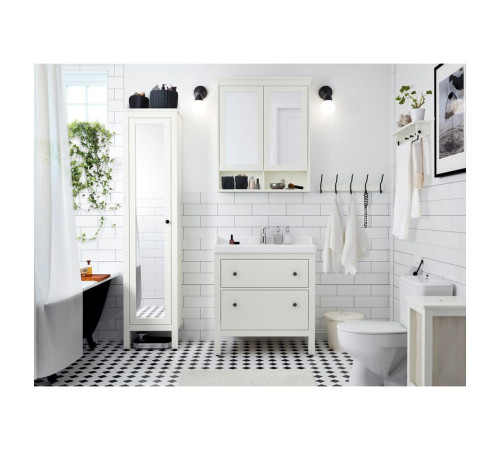 Высокий шкаф с зеркалом, белый, HEMNES 702.176.85
