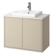 Szaf umyw z drzwiami/umyw/bateria, beżowy/biały imitacja marmuru HAVBÄCK / ORRSJÖN 195.299.73