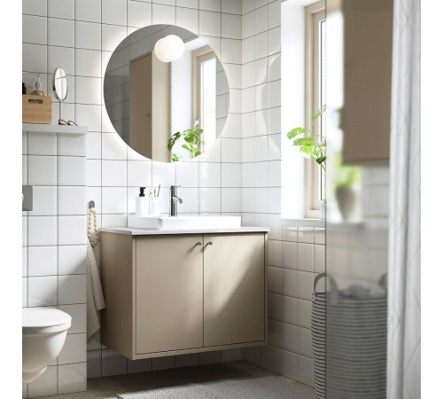 Szaf umyw z drzwiami/umyw/bateria, beżowy/biały imitacja marmuru HAVBÄCK / ORRSJÖN 195.299.73