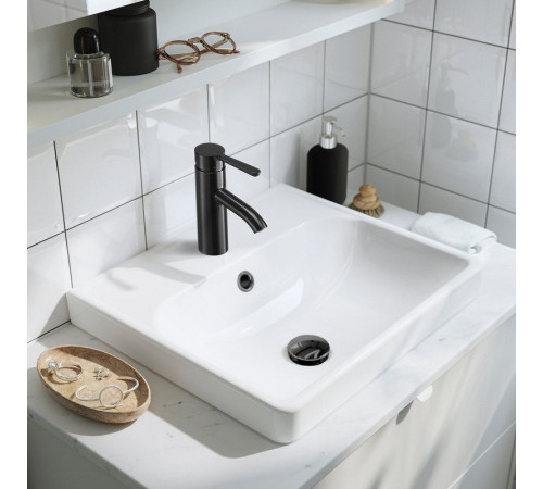 Szaf umyw z szufladami/umyw/bateria, beżowy/czarny imitacja marmuru HAVBÄCK / ORRSJÖN 395.905.73