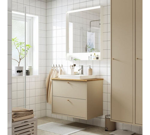 Szaf umyw z szufladami/umyw/bateria, beżowy/bambus HAVBÄCK / ORRSJÖN 495.213.86