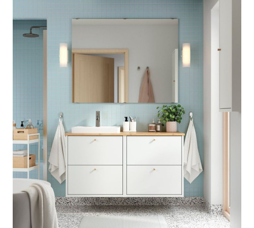 Szafka pod umyw/umywalka/bateria, biały/bambus HAVBÄCK / ORRSJÖN 495.285.14