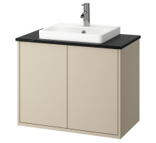 Szaf umyw z drzwiami/umyw/bateria, beżowy/czarny imitacja marmuru HAVBÄCK / ORRSJÖN 495.299.76