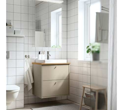 Szaf umyw z szufladami/umyw/bateria, beżowy/bambus HAVBÄCK / ORRSJÖN 595.214.42