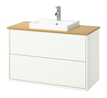Szaf umyw z szufladami/umyw/bateria, biały/bambus HAVBÄCK / ORRSJÖN 595.215.31