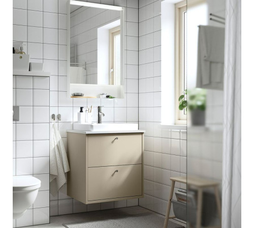 Szaf umyw z szufladami/umyw/bateria, beżowy/biały imitacja marmuru HAVBÄCK / ORRSJÖN 595.217.29