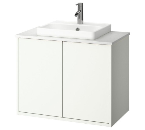 Szaf umyw z drzwiami/umyw/bateria, biały/biały imitacja marmuru HAVBÄCK / ORRSJÖN 595.299.71