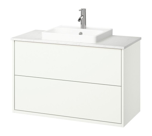 Szaf umyw z szufladami/umyw/bateria, biały/biały imitacja marmuru HAVBÄCK / ORRSJÖN 995.215.34