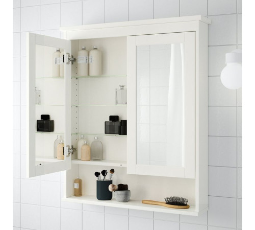 Зеркальный шкаф с дверцами, белый, HEMNES 402.176.77