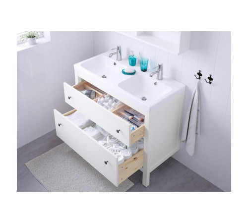 Szafka pod umywalkę z 2 szufladami, biały HEMNES 902.176.65