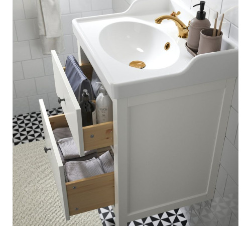 Szaf umyw z szufladami/umyw/bateria, biały HEMNES / RUTSJÖN 695.599.91