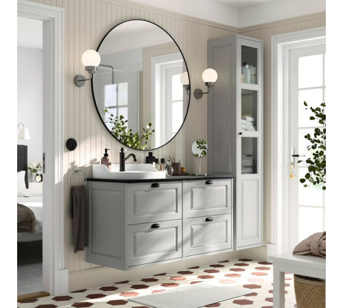 Szafka pod umyw/umywalka/bateria, jasnoszary/czarny imitacja marmuru TÄNNFORSEN / RUTSJÖN 295.284.64