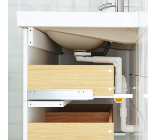 Szaf umyw z szufladami/umyw/bateria, jasnoszary/biały imitacja marmuru TÄNNFORSEN / VÄSTERSJÖN 995.682.77
