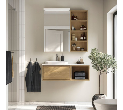 Szafka pod umyw/umywalka/bateria, imit. dębu/biały imitacja marmuru ÄNGSJÖN / BACKSJÖN 095.284.55