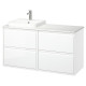 Szafka pod umyw/umywalka/bateria, połysk biały/biały imitacja marmuru ÄNGSJÖN / BACKSJÖN 395.285.62